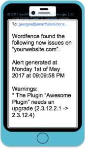 Cell phone with alert to webmaster that an update is required, © 2017 Linda "Eilee" S. George for SmARTful Solutions By George, LLC